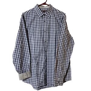 Michael Kors Mens Sz Large Blue Plaid Button Down Dress Shirt